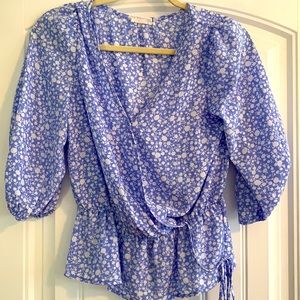 Light Blue with White Flowers Women’s Blouse